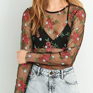 Urban Outfitters Floral Mesh Top